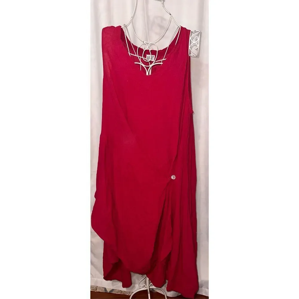 BEAUTIFUL m Oh My Gauze 100% Cotton Red/pink Dress  size 1 (small/medium 6-10) C